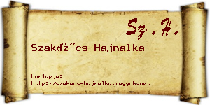 Szakács Hajnalka névjegykártya